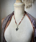 Carnelian/ Smoky Quartz/ Citrine/ Pearl Sterling Silver Silk Beaded Necklace