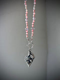 Silk Knotted Pink Opal/ Amethyst/ Pearl Sterling Silver Silk Beaded Necklace