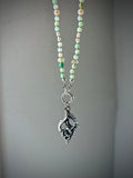 Chrysoprase/ Pearl/ Citrine Sterling Silver Silk Beaded Necklace