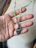 Chrysoprase/ Pearl/ Citrine Sterling Silver Silk Beaded Necklace