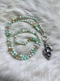 Chrysoprase/ Pearl/ Citrine Sterling Silver Silk Beaded Necklace