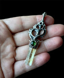 Mermaid Key Sterling Silver Necklace/ Heliodor/ Green Tourmaline