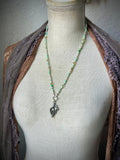 Chrysoprase/ Pearl/ Citrine Sterling Silver Silk Beaded Necklace